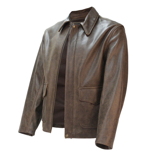 Last Crusade/Crystal Skull Leather Jacket in Pre Distressed Hide